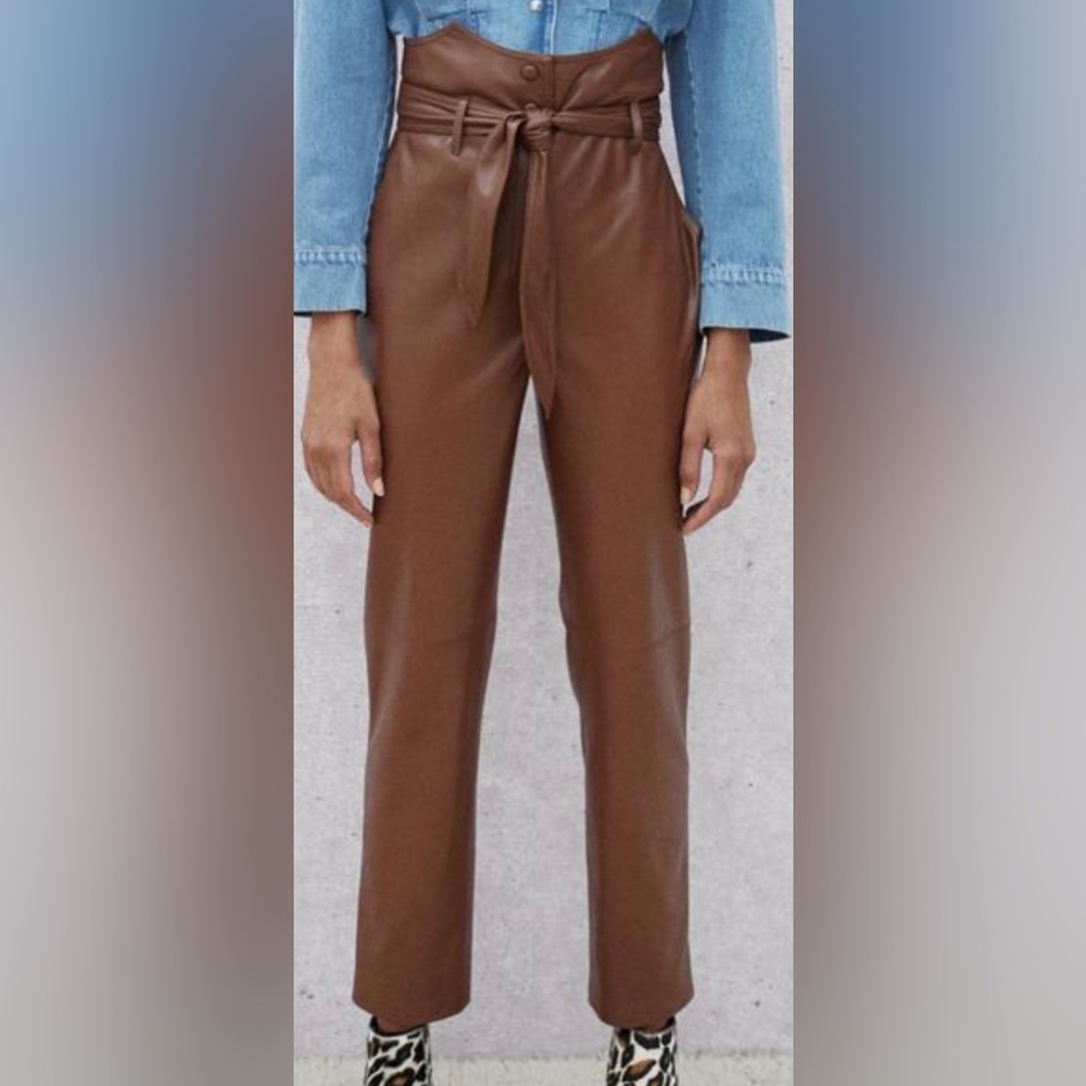 Nanushka butter faux leather Brown pants Brand New